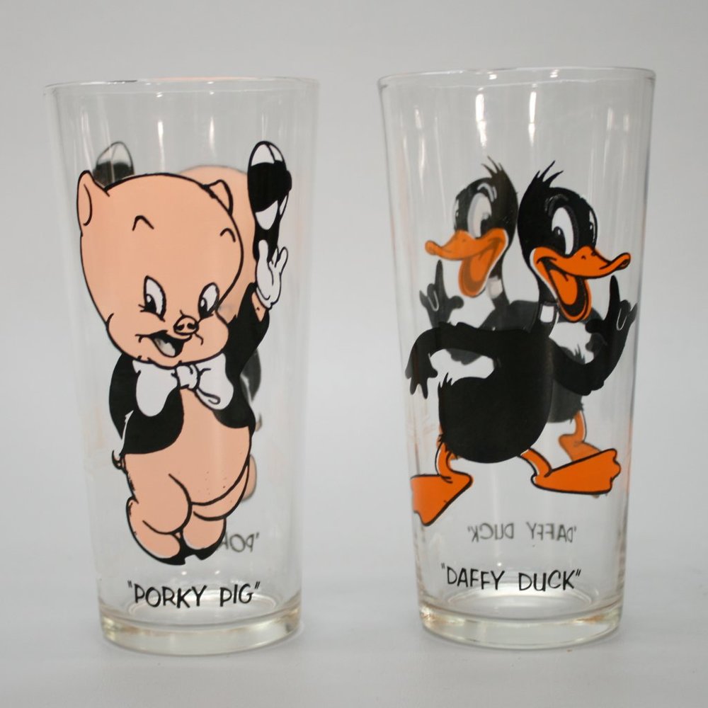 Vintage 1973 Porky Pig Daffy Duck Looney Tunes Pepsi Warner Brothers Glasses